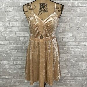 Xhilaration Crushed Velvet Cream Dress
